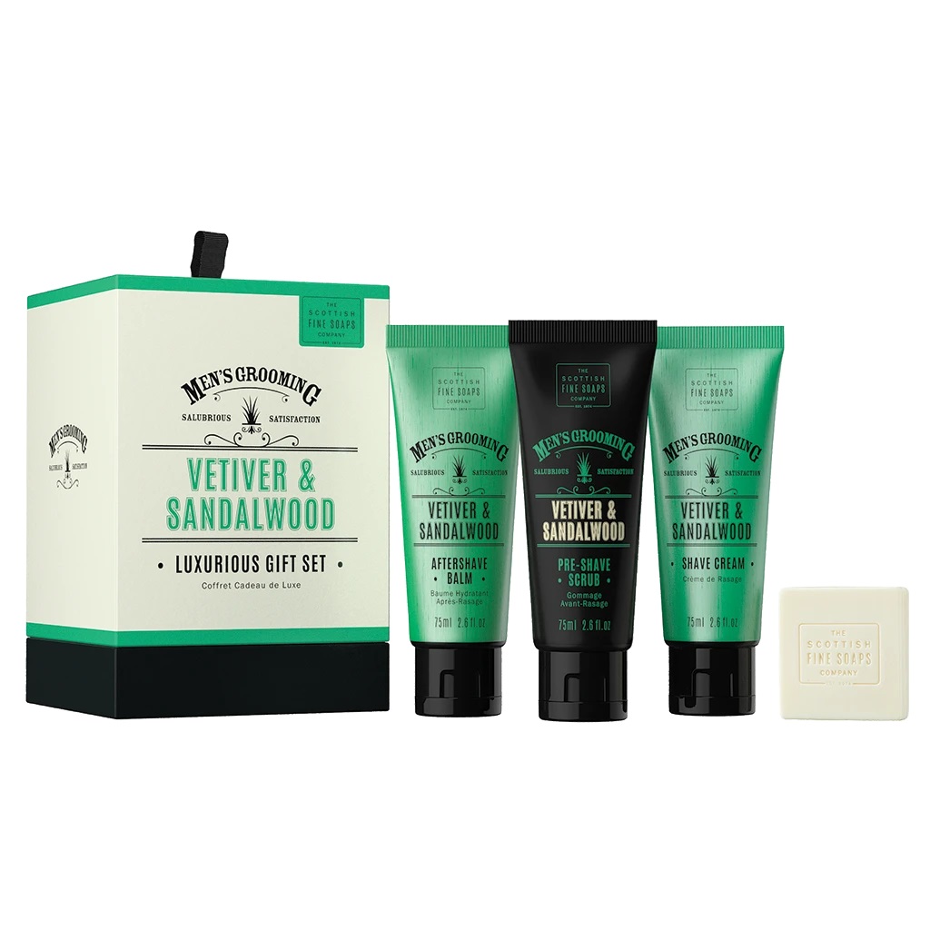 Scottish Fine Soaps Geschenkset Vetiver & Sandalwood 4-teilig