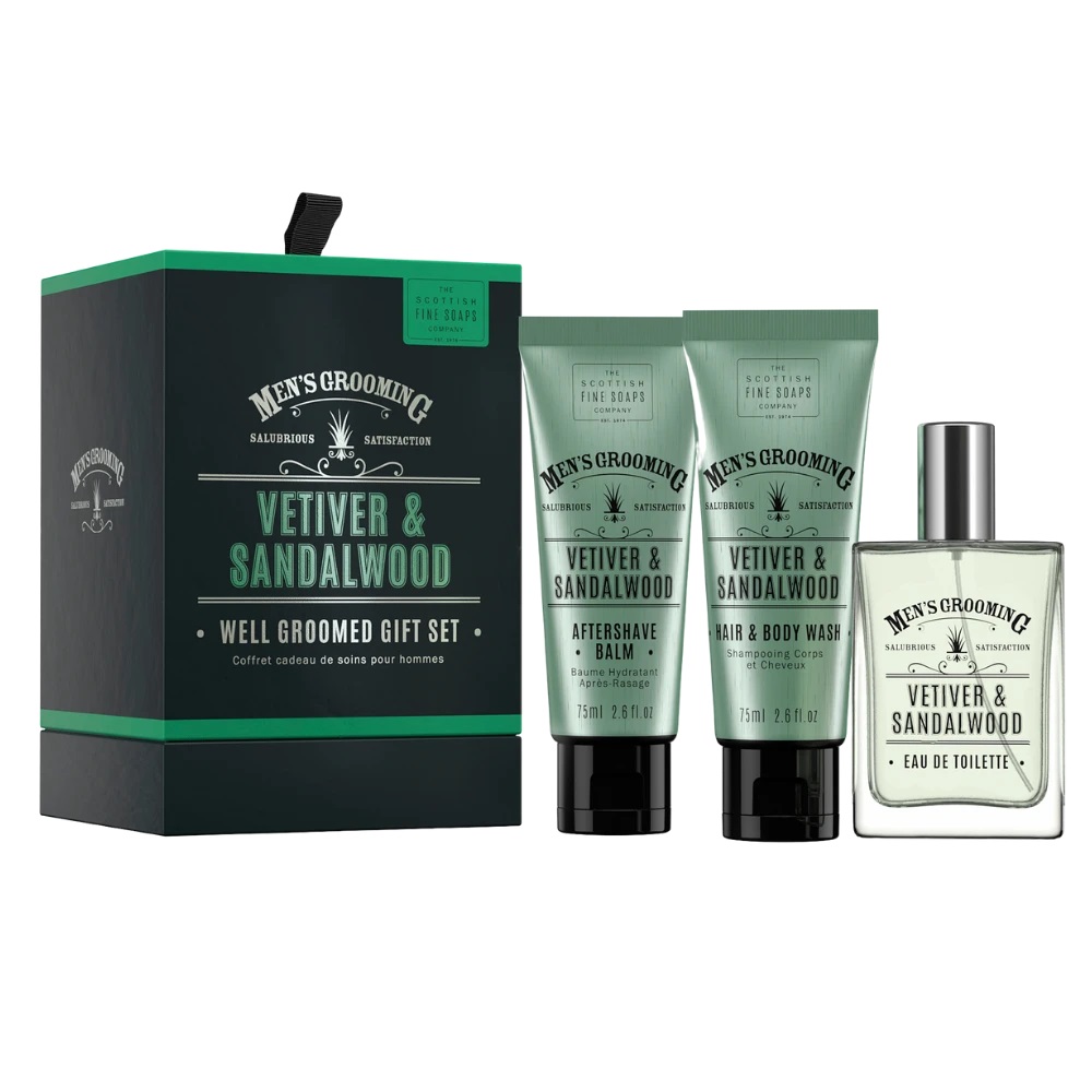 Scottish Fine Soaps Körperpflegeset Vetiver & Sandalwood 3-teilig